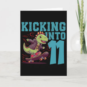 11-jähriger Skater Skateboardfahren T-Rex Dinosaur Karte
