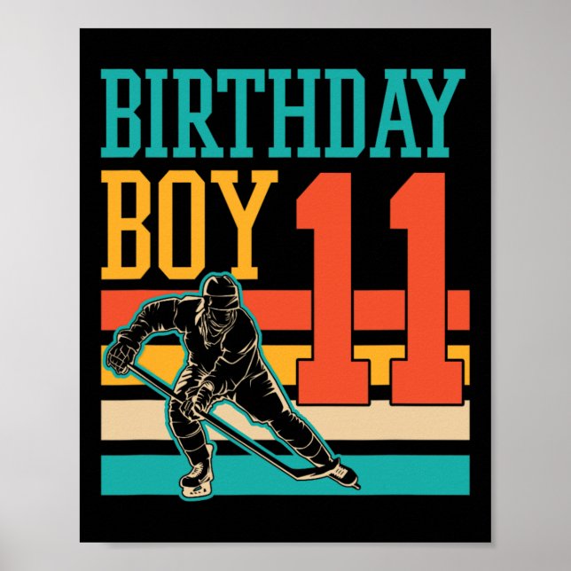 11-jähriges Eishockey unter dem Motto 11. Geburtst Poster (Vorne)