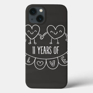 11. Jubiläum Geschenk Chalk Herzen iPhone 13 Hülle
