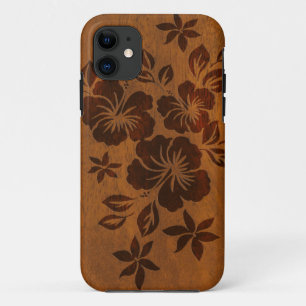 11 Lilikoi Hibiscus Hawaiian Faux Wood iPhone 5 Coque