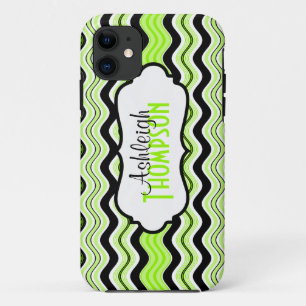 11 Lime, Noir, Blancs Vagues iPhone 5 Coque