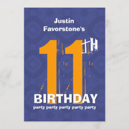 11. Modern Weathered Grunge Birthday Blue W02C Einladung