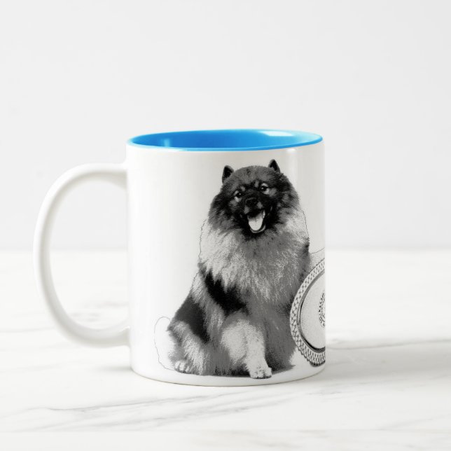 11 onces. Tasse de deux tons avec le Keeshond pour (Gauche)
