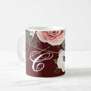 11 Oz. Café Mug Jardin géométrique Vin Rose Burgu
