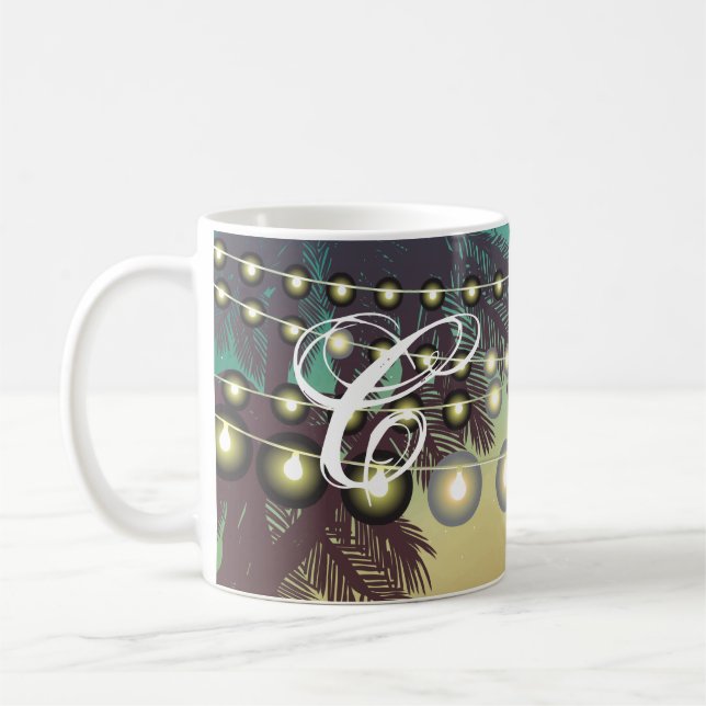  11 Oz. Coffee Mug Beach Sunset Palm Tree String L (Gauche)