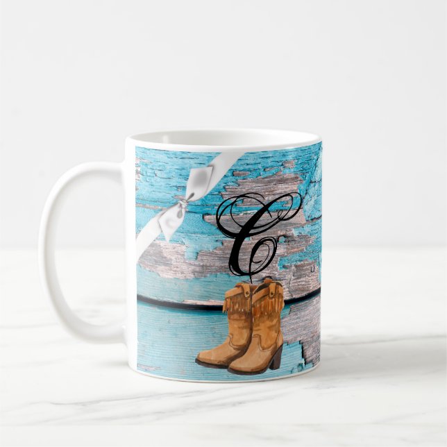 11 Oz. Kaffee Tasse Blue Wood Barn Door Boots Coun (Links)