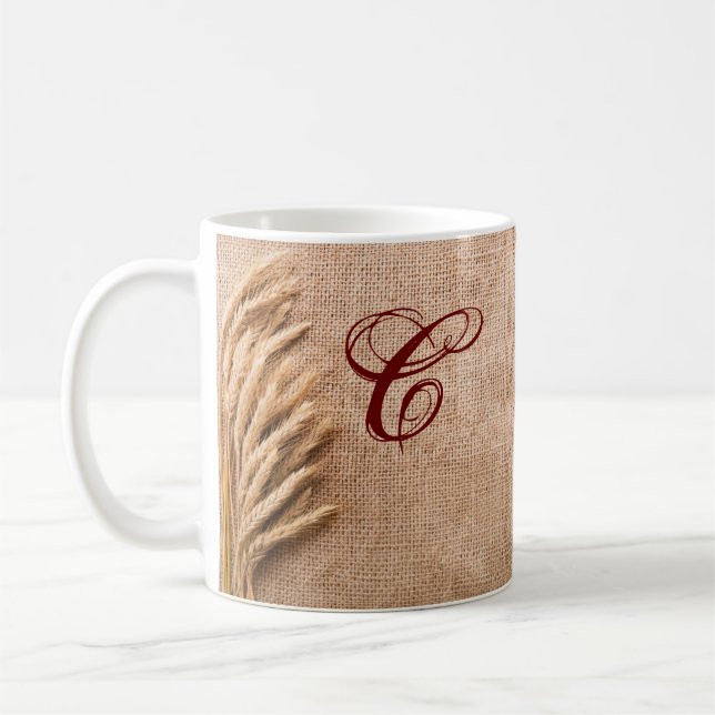 11 Oz. Kaffeemaschine Tasse Weizen auf Burlap Sack (Links)