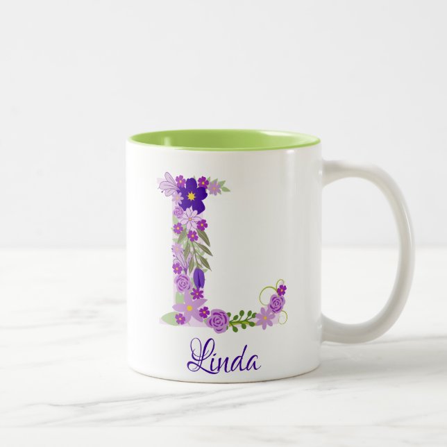 11 oz Lavender Lila Mit Monogramm Kaffee Tasse (Rechts)
