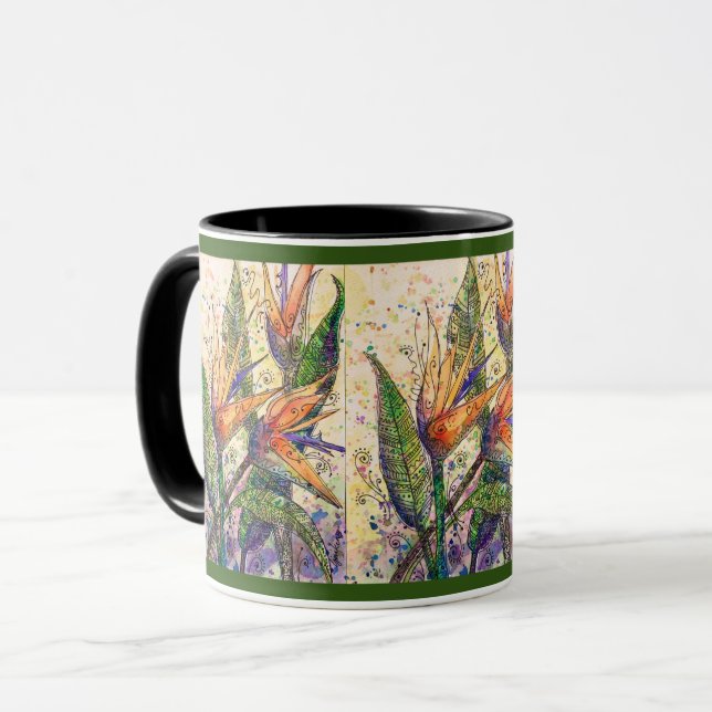 11 oz Tasse—Paradiesvögel Tasse (Vorderseite Links)