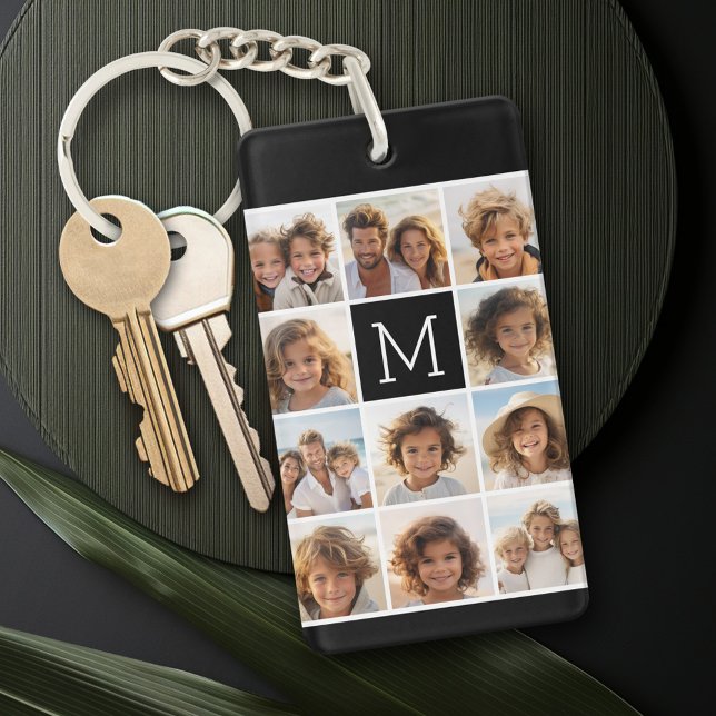 11 Photo Instagram Collage personnalisé Monogramme (Personalized keychain - photo collage)