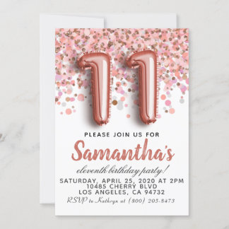 11. Rose Gold Geburtstag Einladung