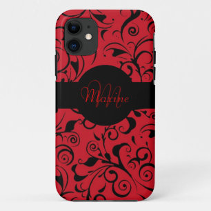 11 Rouge noir damassé personnalisable iphone 5 coque