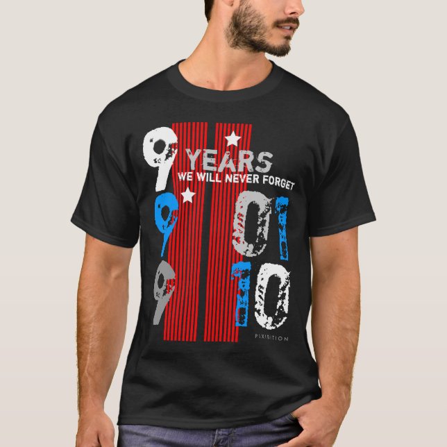 11. September Gedächtnis in 9 Jahre schwarze T - T-Shirt (Vorderseite)