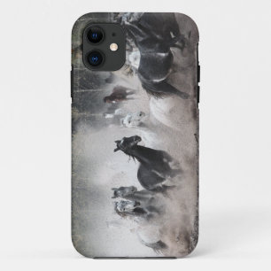 11 Stampeding Mustang Horses & Teepee iPhone 5 Coque