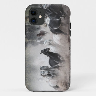 11 Stampeding Mustang Horses & Teepee iPhone 5 Coque