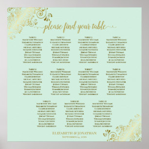 11 Tabelle Hochzeitskarte Minze Grün & Gold Poster