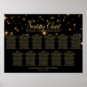 11 Tabelle Hochzeitskarten Schwarz & Gold Stars Poster