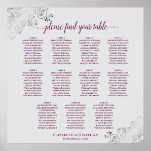 11 Tabelle Hochzeitskartentabelle Lila grau Poster