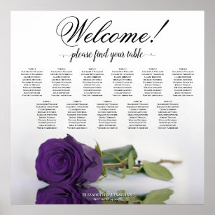 11 Tabelle Royal Lila Rose Hochzeitssitzkarte Poster