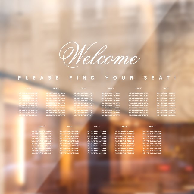 11 Tabelle Sitzdiagramm Weißes Skript transparent Fensteraufkleber (Blatt 2)