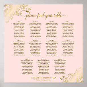 11 Tableau Mariage Plat Rose & Or
