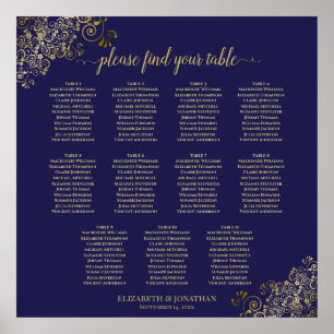 11 Tableau Mariage Sièges Lacy Gold Marine Bleu