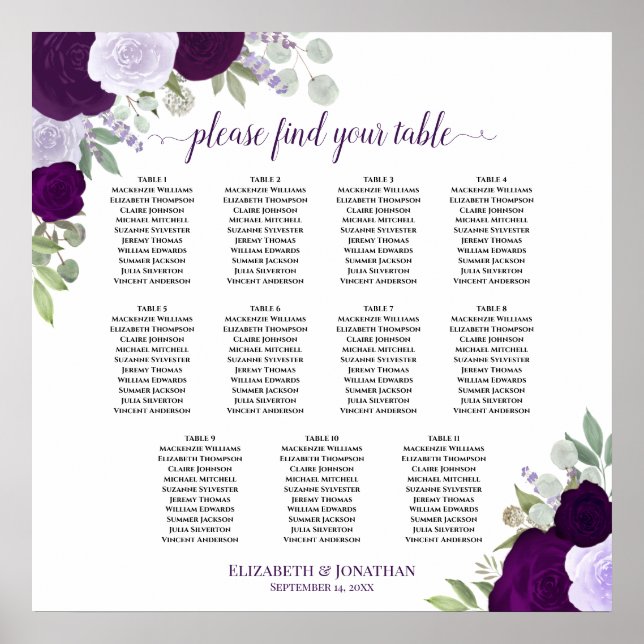 11 Tafelchic Lila Rose Hochzeitssattel Poster (Vorne)