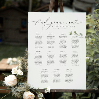11 Tische Willkommens-Sitzplan Moderne Schrift Poster
