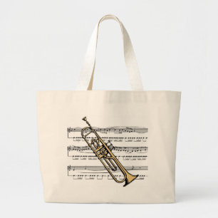 11 trompeten Musik-Hintergrund-Taschen-Tasche B Jumbo Stoffbeutel