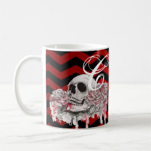 11 Unzen Kaffeetasse Totenkopf Rose goth Chevron s