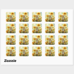 11 von 17 Sonnenblumengarten Miceville Quadratischer Aufkleber