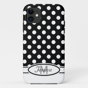 11 W & B Polka-dot Monogramme iPhone 5 Coque