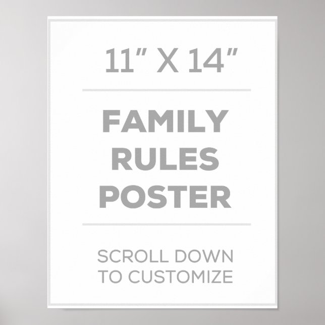 11" x 14" Family Rules Poster (Vorne)