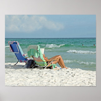 11 x 14 Gemälde, die am Strand entspannen Poster