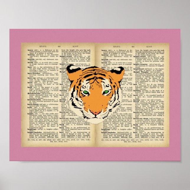 11" x 8,5", Poster(Tiger und Text Vintage Designs) Poster (Vorne)