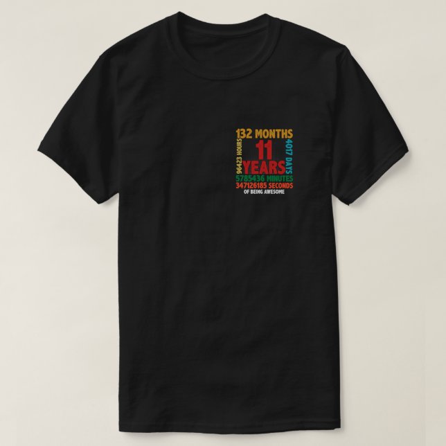 11 Year Of Being Awesome 11th Birthday Gift T-Shirt (Design vorne)