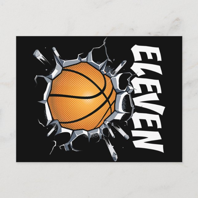 11 Year Old Basketball Birthday Party 11th Boy Postkarte (Vorderseite)