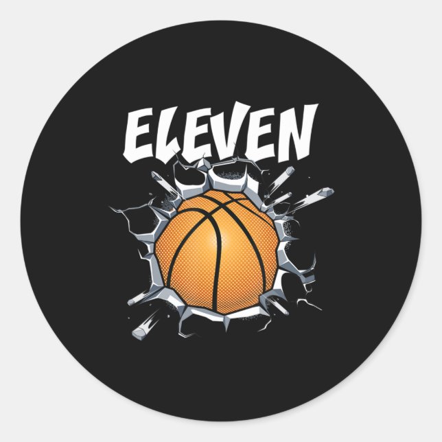 11 Year Old Basketball Birthday Party 11th Boy Runder Aufkleber (Vorderseite)