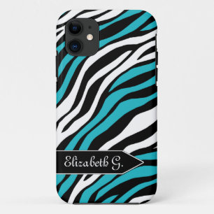 11 Zebra Print Turquoise Mix iPhone 5 Coque