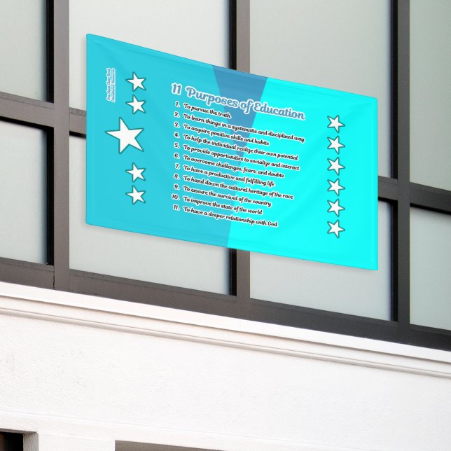 11 Zweck der Bildung Banner (Äußeres Gebäude)