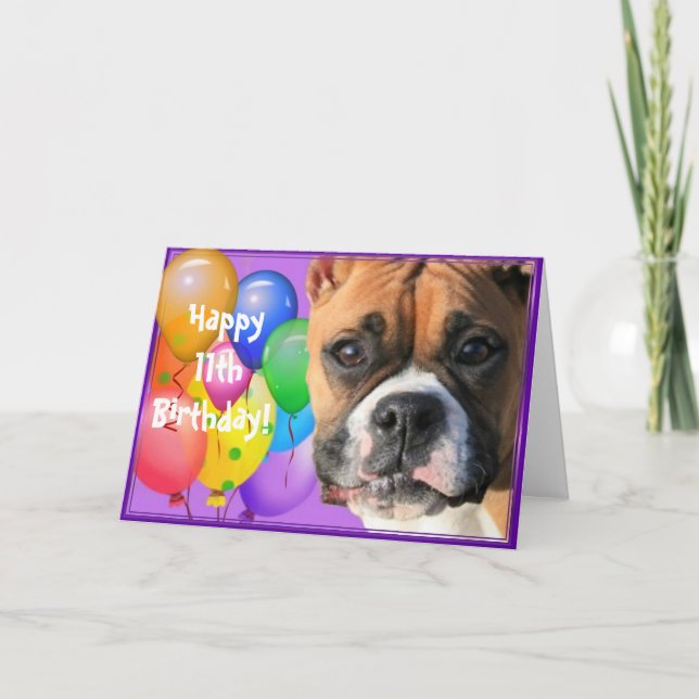 11ème carte de voeux heureuse de chien de boxeur (Devant)