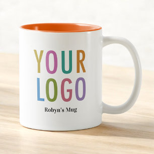 11oz Orange Inner Coffee Tasse Name & Firmenlogo