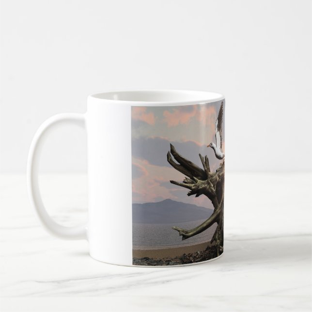 11oz-Tasse mit "Treibholz"-Bild Kaffeetasse (Links)