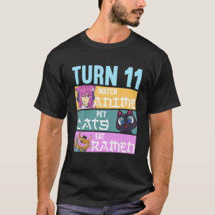 11th Anime Birthday Pajamas I Haustiere Katzen T-Shirt