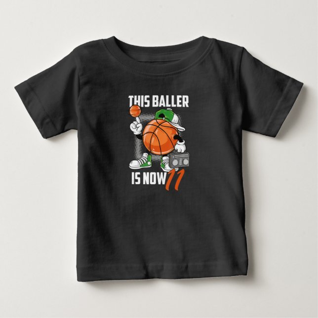 11th Birthday Basketball Player Funny 11 Years Old Baby T-shirt (Vorderseite)