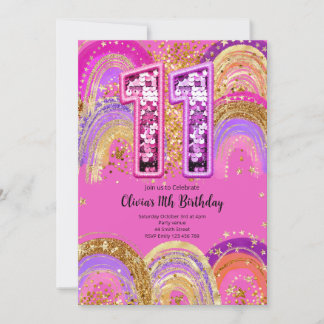 11th Birthday Girls Invitation Einladung