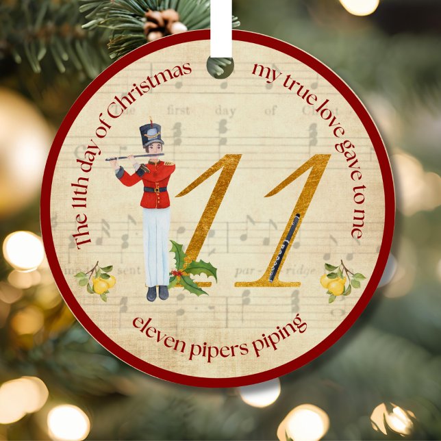 11th Day of Christmas Eleven Pipers Piping Ornament Aus Metall (Von Creator hochgeladen)