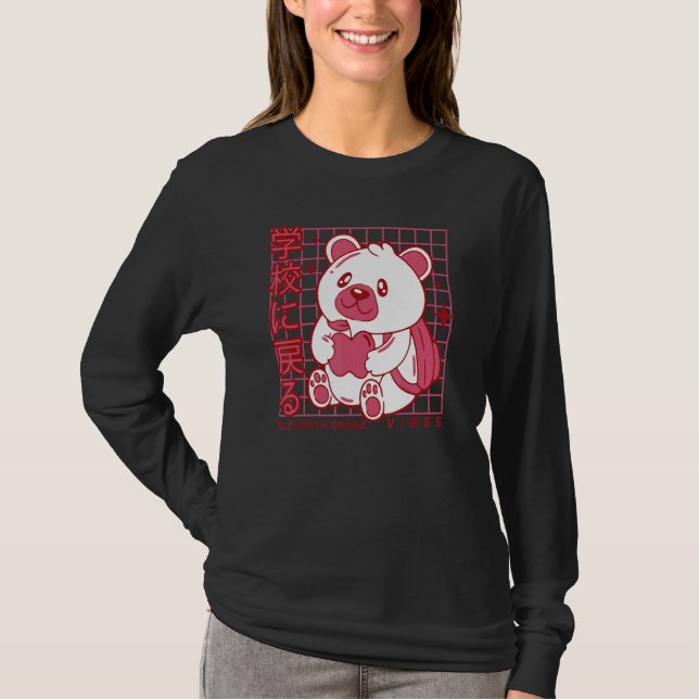 11th Grade Vibes Back to School Teddy Bear Japanes T-Shirt (Vorderseite)