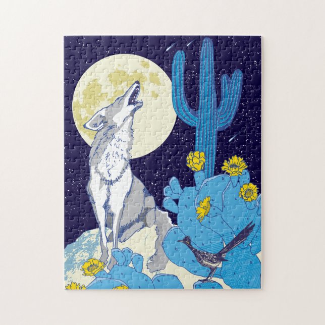 11x14 Howling Coyote Puzzle für Colorblinde (Vertikal)