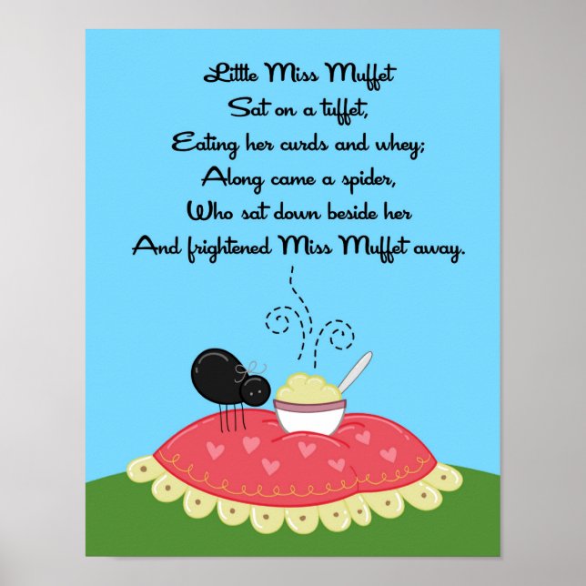 11x14 Kleine Miss Muffet Rhyme Kinder Raum Wand Ku Poster (Vorne)